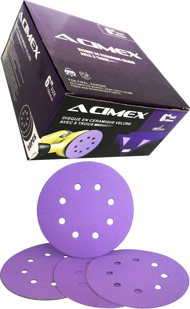 Lot De 50 Disques Abrasifs En Céramique 150mm 8 Trous Velcro Grain 100 Lot De 50 Disques Abrasifs En Céramique 150mm 8 Trous Velcro Grain 100
