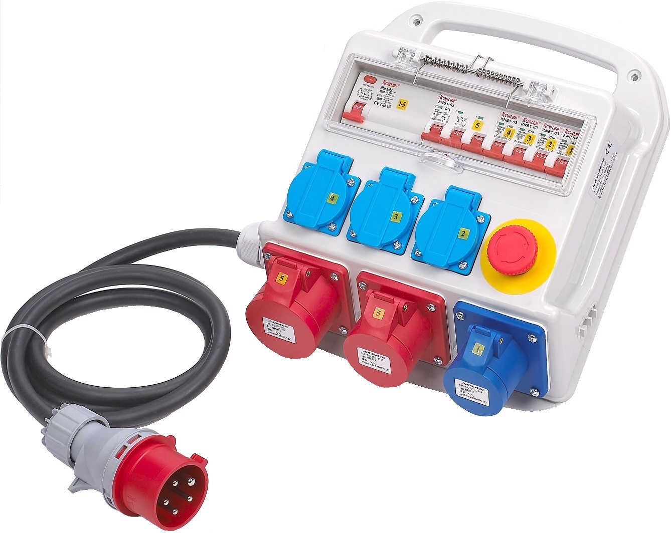 Coffret De Chantier 6 Prises 16A 230/380V Disjoncteur Différentiel Et Bouton D'arrêt D'urgence Coffret De Chantier 6 Prises 16A 230/380V Disjoncteur Différentiel Et Bouton D'arrêt D'urgence
