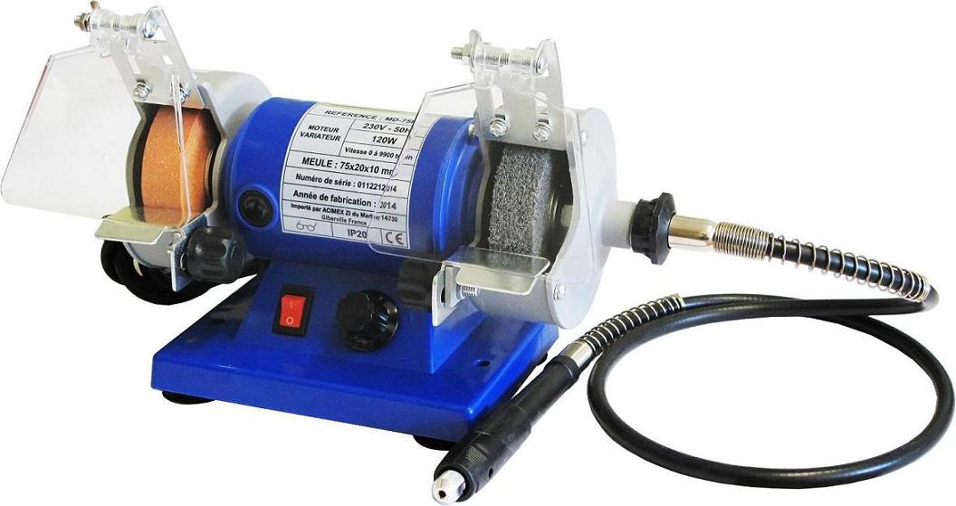 Mini Touret à Meuler 120W Meule / Brosse à Polir 75 mm