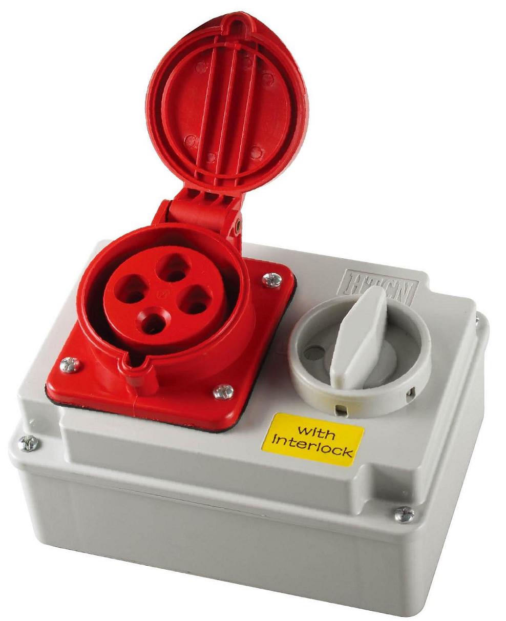 Prise Murale Triphasée 3P+T Femelle 32A 380V Interrupteur Verrouillable Prise Murale Triphasée 3P+T Femelle 32A 380V Interrupteur Verrouillable