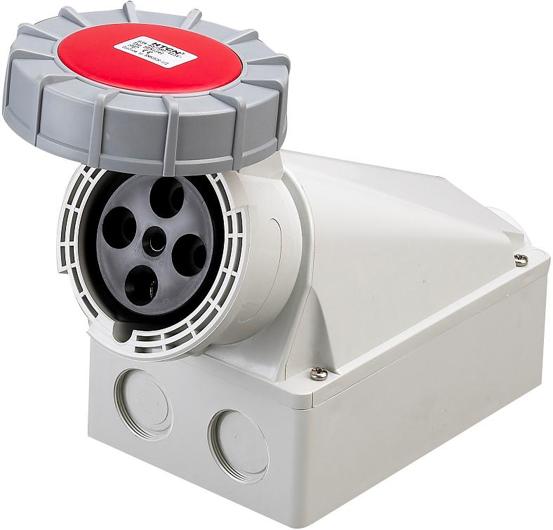 Socle Prise Murale Triphasée 3P+T Femelle 63A 380V Étanche IP67