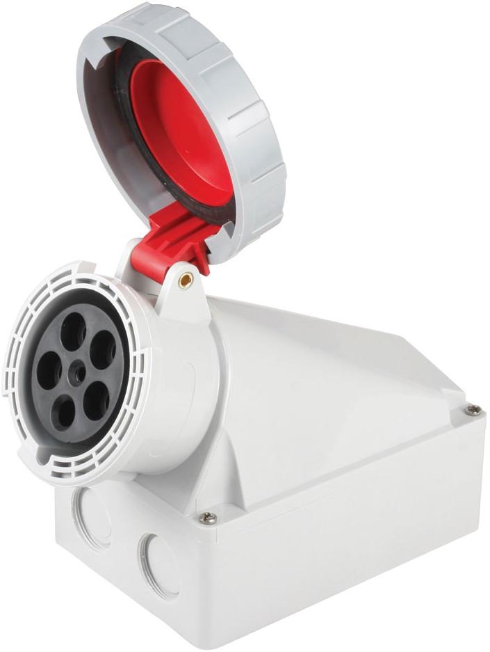 Socle Prise Murale Triphasée 3P+N+T Femelle 125A 380V Étanche IP67