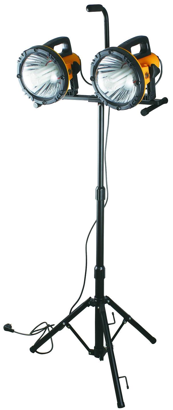 Projecteur De Chantier Double Éco 2 x 60W Sur Pied Télescopique