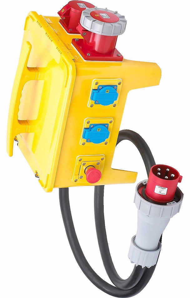 Coffret De Chantier Portatif 7 Prises 16/32/63A 230/380V Disjoncteur Différentiel Avec Bouton D'arrêt D'Urgence