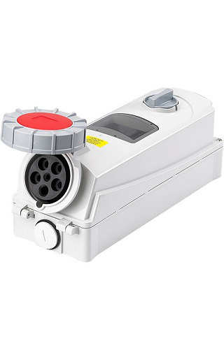 Prise Murale Triphasée 3P+N+T Femelle 63A 380V Etanche IP67 Avec Interrupteur Verrouillable