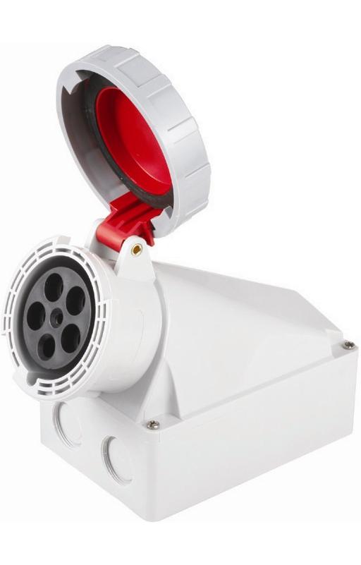 Socle Prise Murale Triphasée 3P+N+T Femelle 63A 380V Étanche IP67