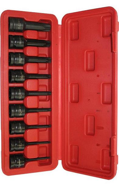 Coffret 9 Douilles à Choc 1/2" Torx