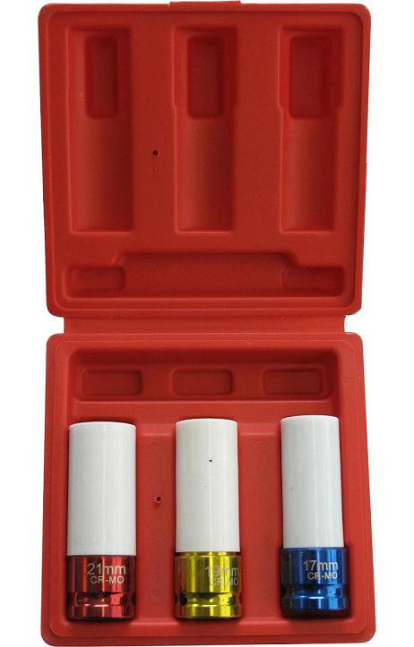 Coffret 3 Douilles à Choc 1/2" Pour Jantes Aluminium